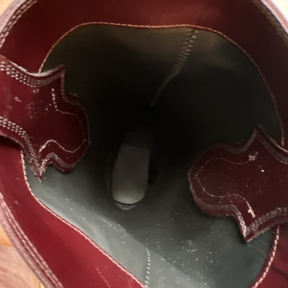 Sandro Sz 7 Burgundy Embroidered Leather Cowboy Boots NWB - Picture 10 of 15